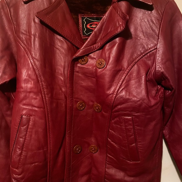 Authentic Grande Pieles red leather peacoat with zip out liner new xs - Picture 14 of 14